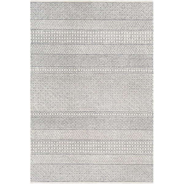 Steelside™ Abdera Geometric Handmade Tufted Wool Area Rug in Beige